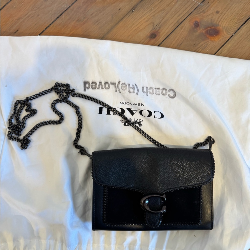 Coach Black Tabby Chain Clutch with Bead Chain
